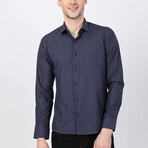 Kahraman Button Up Shirt // Navy + Brown (XS)