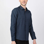 Mazhar Button Up Shirt // Navy + Blue (L)