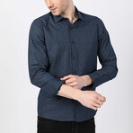 Mazhar Button Up Shirt // Navy + Blue (XS)