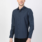 Mazhar Button Up Shirt // Navy + Blue (L)