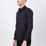 Ozan Button Up Shirt // Navy + Red (S)