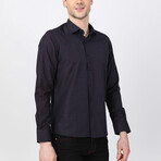 Ozan Button Up Shirt // Navy + Red (S)