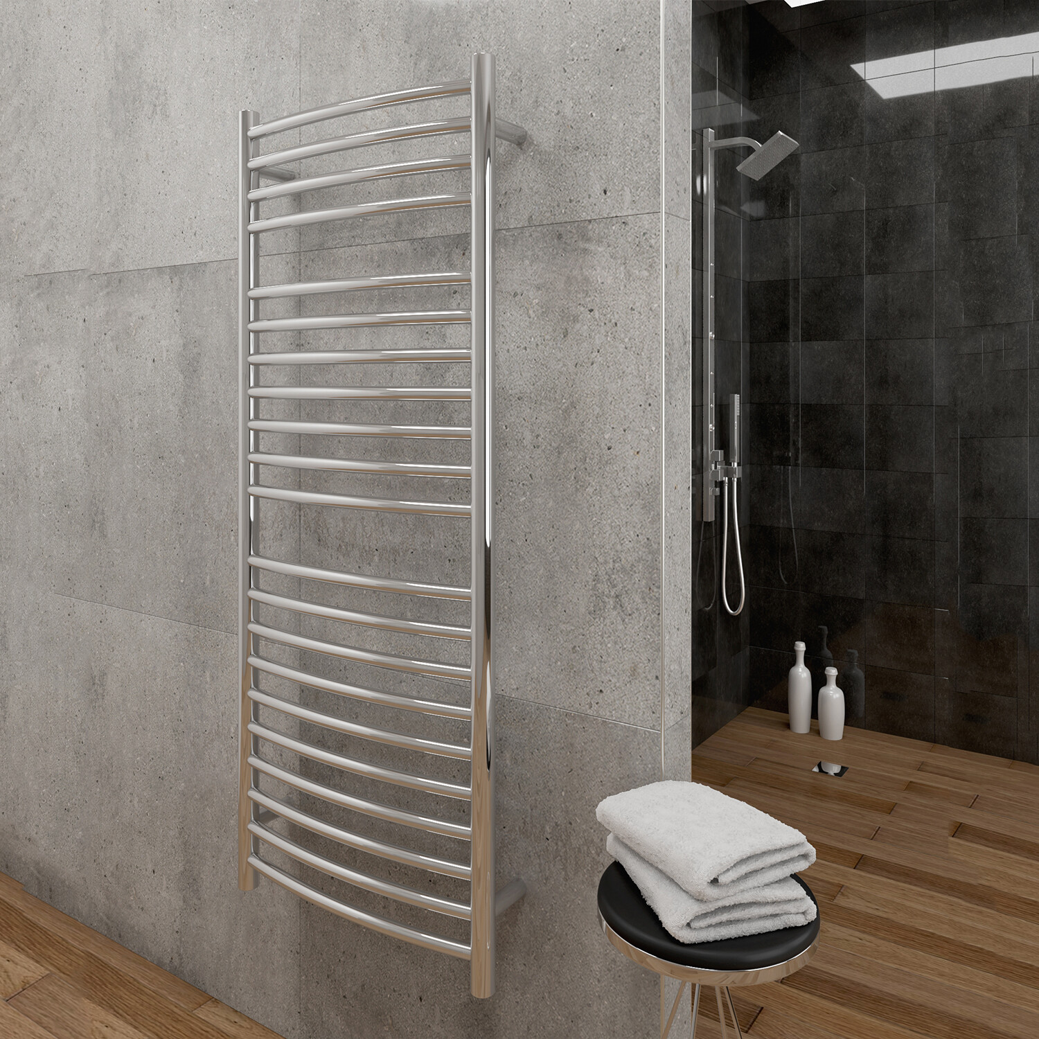 Hestia Towel Warmer Nickel Paris Mirror Touch of Modern