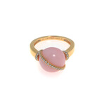 Baie Des Anges 18k Yellow Gold Diamond + Pink Opal Ring // Ring Size: 5.5 // Store Display