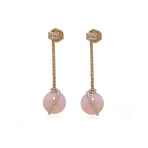Baie Des Anges 18k Yellow Gold Diamond + Pink Opal Earrings // Store Display