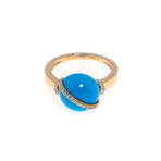 Baie Des Anges 18k Yellow Gold Diamond + Turquoise Ring // Ring Size: 4.25 // Store Display