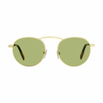 Mens Barberini Glass Round Sunglasses // Gold Havana + Green