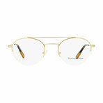 Mens Semi-Rimless Browline Optical Frames // Light Havana Gold