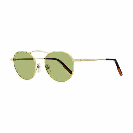 Mens Barberini Glass Round Sunglasses // Gold Havana + Green