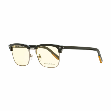 Ermenegildo Zegna Rectangular Eyeglasses // Black/Dark Ruthenium + Vicuna Demo Lens
