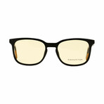 Ermenegildo Zegna Rectangular Eyeglasses // Black/Gunmetal + Demo Brown