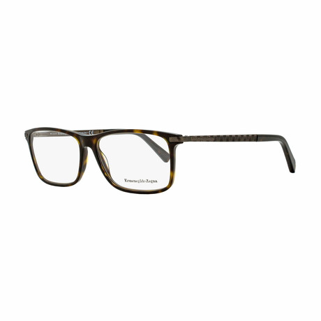 Ermenegildo Zegna Rectangular Eyeglasses // Dark Havana + Bronze