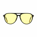 Mens Photochromic Retro Aviator Sunglasses // Black + Amber Photochromic