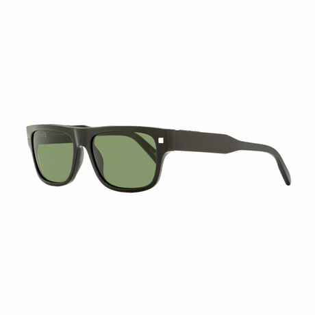 Ermenegildo Zegna // Mens Rectangular Retro Sunglasses // Black + Green