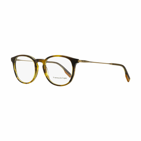 Ermenegildo Zegna Oval Eyeglasses // Striated Brown + Green
