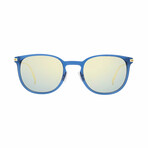 Mens Mirrored Classic Sunglasses // Blue Gold + Gold-Blue Mirror