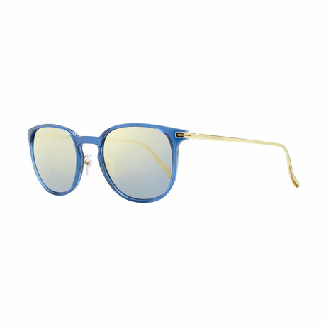 Mens Mirrored Classic Sunglasses // Blue Gold + Gold-Blue Mirror