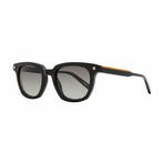 Mens Rectangular Classic Sunglasses // Brown Black + Gray Gradient