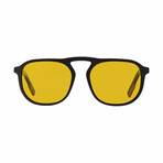 Mens Rectangular Retro Shield Sunglasses // Black + Yellow-Brown