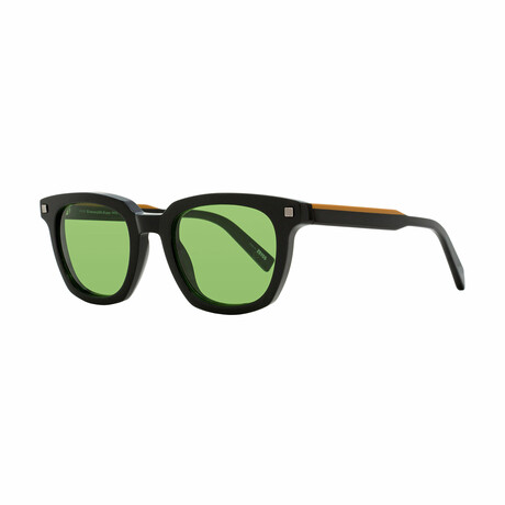 Ermenegildo Zegna // Mens Rectangular Classic Sunglasses // Brown Black + Green