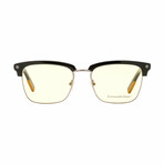 Ermenegildo Zegna Rectangular Eyeglasses // Black/Dark Ruthenium + Vicuna Demo Lens
