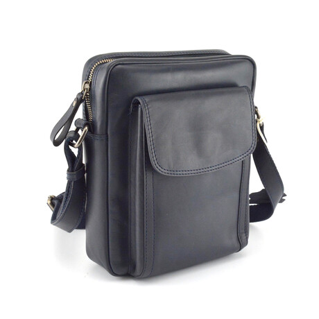 Leather Messenger/Side Bag // Navy