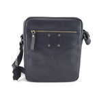 Leather Messenger/Side Bag // Navy