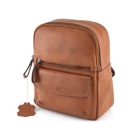 Designer Leather Backpack // Tan