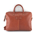 Natural Washed Leather Portfolio Bag // Cognac
