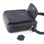 Leather Messenger/Side Bag // Navy