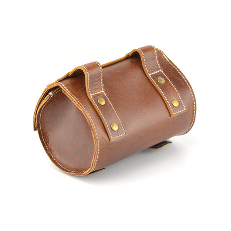 Leather Bicycle Saddle Tool Bag With Velcro // Vintage Brown