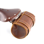 Leather Bicycle Saddle Tool Bag With Velcro // Vintage Brown