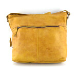 Designer Leather Waxed Shoulder Bag // Yellow