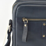 Leather Messenger/Side Bag // Navy