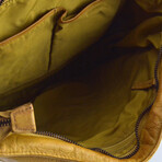 Designer Leather Waxed Shoulder Bag // Yellow