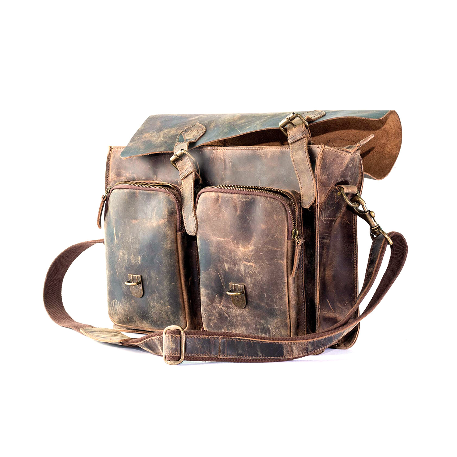 Vintage Retro Buffalo Leather Briefcase // 15" // Dark Brown