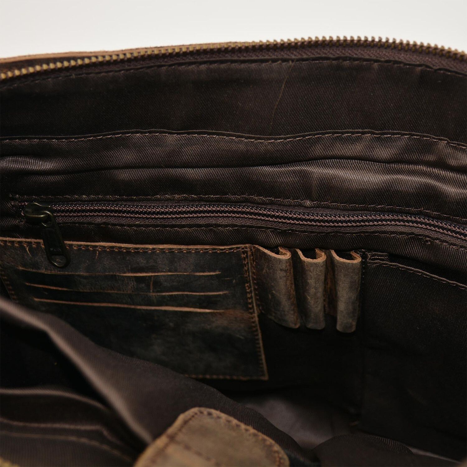 Vintage Retro Buffalo Leather Briefcase // 15" // Dark Brown