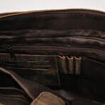 Vintage Retro Buffalo Leather Briefcase // 15" // Dark Brown