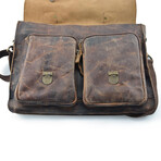 Vintage Retro Buffalo Leather Briefcase // 15" // Dark Brown