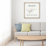 Milan Metro Stations Framed Print (12"H x 12"W x 1.5"D)