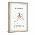 Madrid Metro Map Framed Print (12"H x 8"W x 1.5"D)