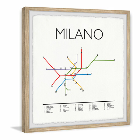 Milan Metro Stations Framed Print (12"H x 12"W x 1.5"D)