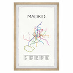 Madrid Metro Map Framed Print (12"H x 8"W x 1.5"D)