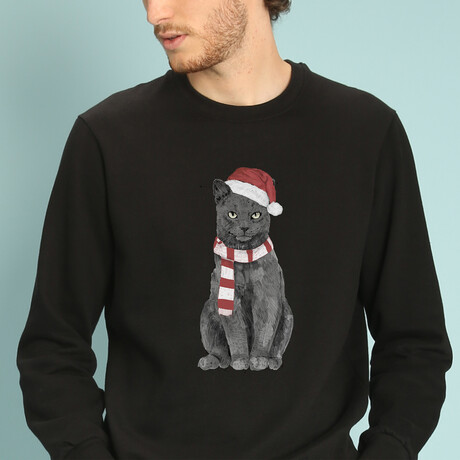 Xmas Cat Sweatshirt // Black (Small)
