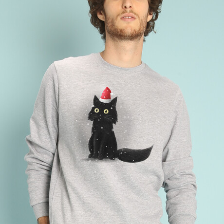 Christmas Cat Sweatshirt // Gray (X-Small)