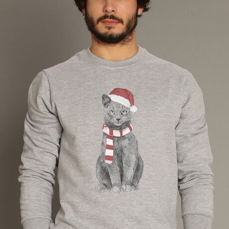 Xmas Cat Sweatshirt // Gray (Small)