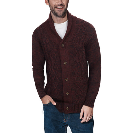 Cable Knit Cardigan // Burgundy (S)