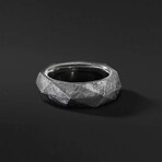 Genuine Torqued Faceted Seymchan Meteorite Ring (Size 5)