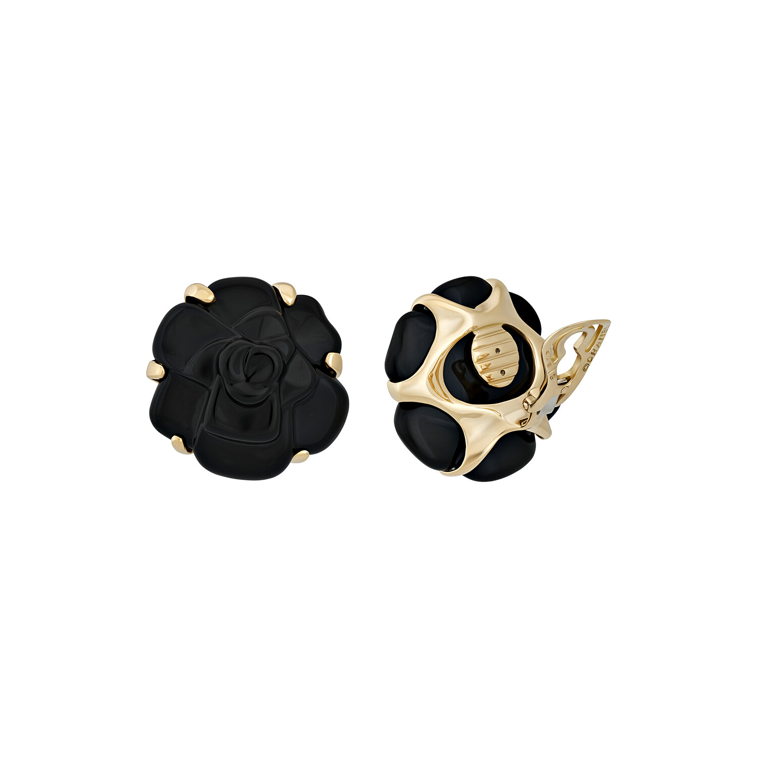 Chanel // 18K Yellow Gold Onyx Earrings // Pre-Owned - Luxury