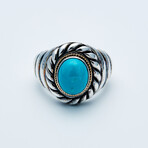 Women's Oval Turquoise Ring // Silver + 18K Gold (6)